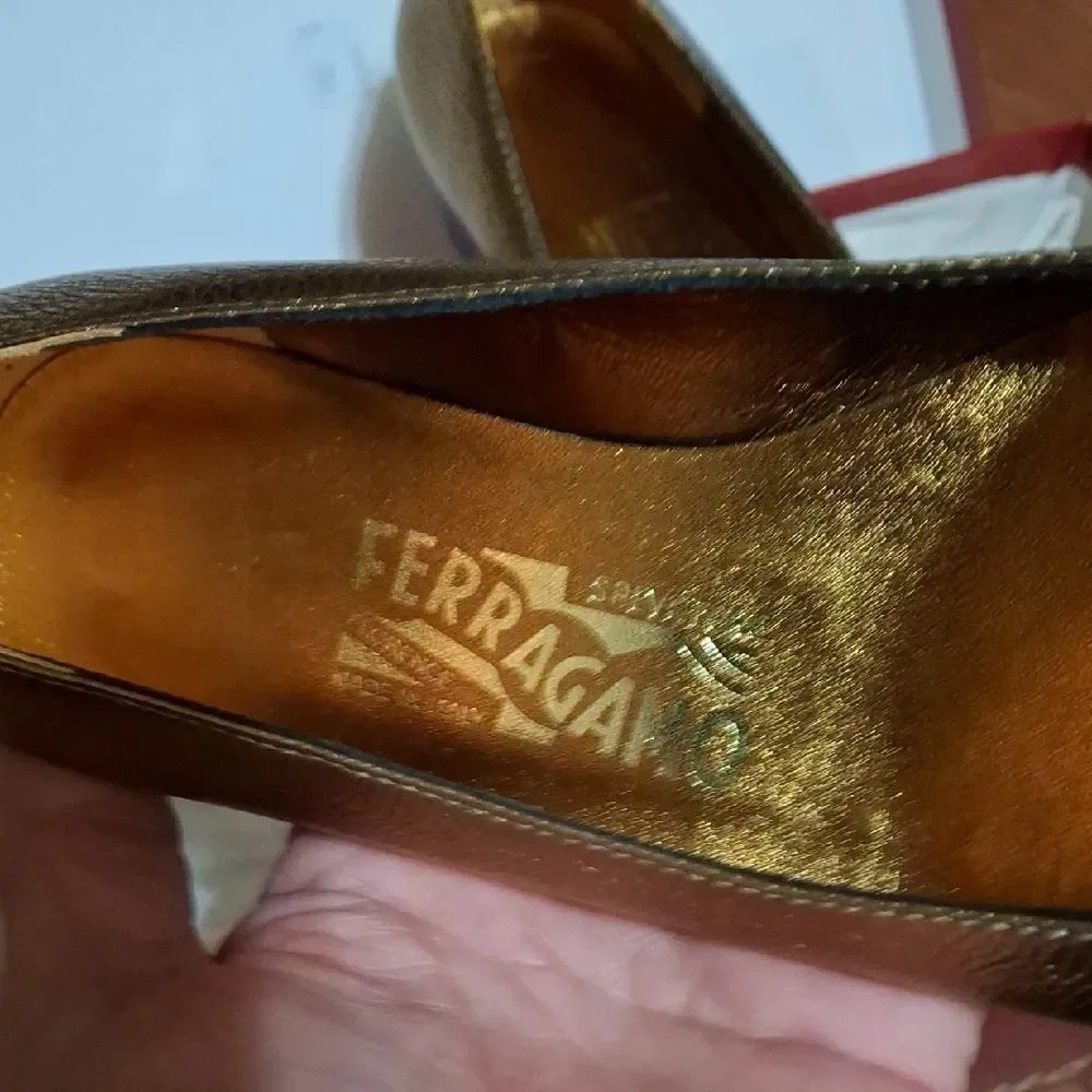 Salvatore Ferragamo Women's Metallic Gold Heels